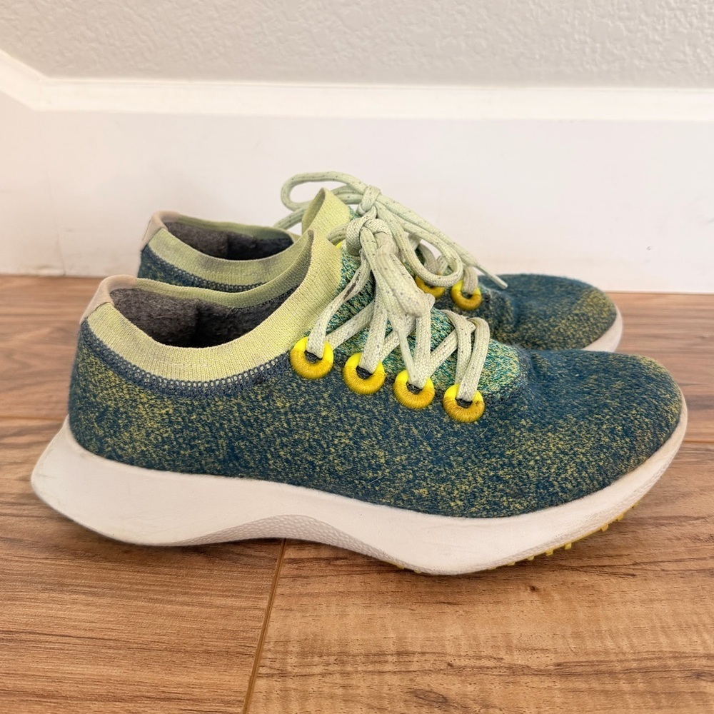 Allbirds Wool Dasher Mizzle Running Athletic Sneaker Green Yellow Size 7 - Picture 2 of 10